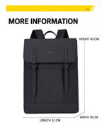 Lysoric Premium Black Backpack for Men & Women | Luxury Matte Finish | Elegant Flap Top with Dual Buckle Design | Stylish Minimalist Casual Backpack for Office, College & Everyday Use