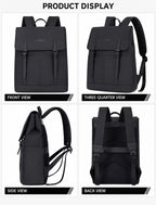Lysoric Premium Black Backpack for Men & Women | Luxury Matte Finish | Elegant Flap Top with Dual Buckle Design | Stylish Minimalist Casual Backpack for Office, College & Everyday Use