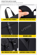 Lysoric Premium Black Backpack for Men & Women | Stylish Matte Finish Flap Top Bag with Modern Buckle Lock Design | Elegant Minimalist Casual Backpack for Office, College, Travel & Daily Use