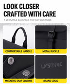 Lysoric Premium Black Backpack for Men & Women | Luxury Matte Finish | Elegant Flap Top with Dual Buckle Design | Stylish Minimalist Casual Backpack for Office, College & Everyday Use