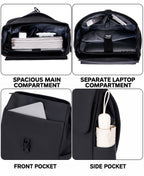 Lysoric Premium Black Backpack for Men & Women | Stylish Matte Finish Flap Top Bag with Modern Buckle Lock Design | Elegant Minimalist Casual Backpack for Office, College, Travel & Daily Use