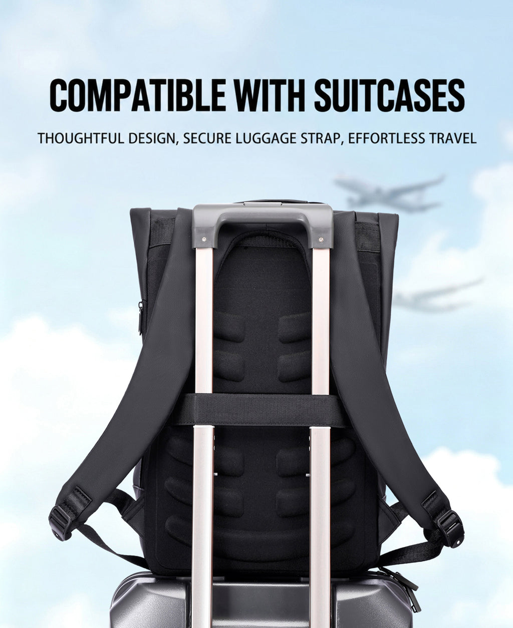 Lysoric Premium Black Roll Top Backpack for Men & Women | Stylish Flap Closure with Adjustable Strap Design | Multi-Zipper Pocket Casual Backpack | Modern Urban Bag for Office, College, Travel & Daily Use