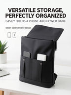 Lysoric Premium Black Backpack for Men & Women | Luxury Matte Finish | Elegant Flap Top with Dual Buckle Design | Stylish Minimalist Casual Backpack for Office, College & Everyday Use