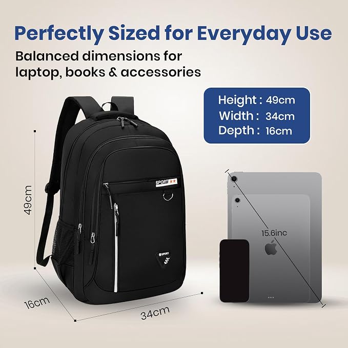 Laptop Backpack for Men & Women, Water-Resistant Travel Bag