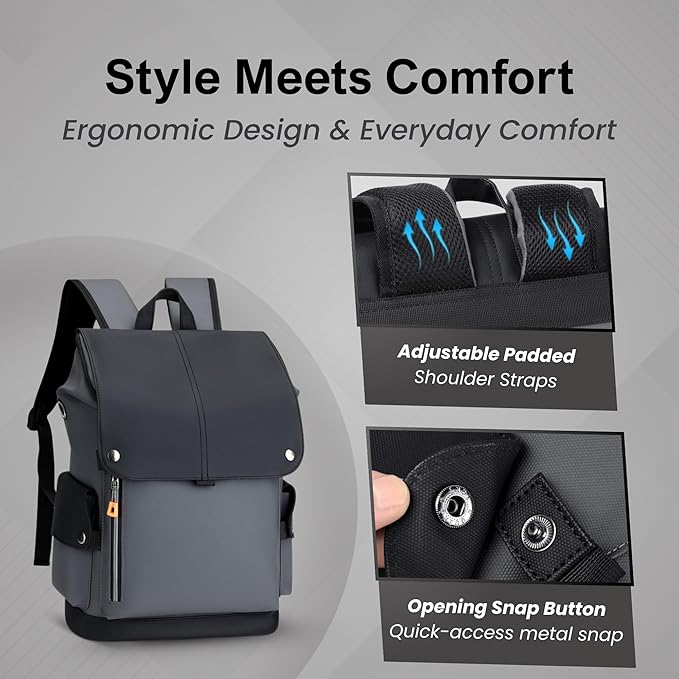 15.6-Inch Laptop Backpack with USB Charging Port, Office & Travel Bag