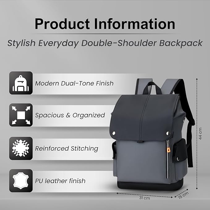 15.6-Inch Laptop Backpack with USB Charging Port, Office & Travel Bag