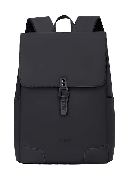 Lysoric Premium Black Backpack for Men & Women | Stylish Matte Finish Flap Top Bag with Modern Buckle Lock Design | Elegant Minimalist Casual Backpack for Office, College, Travel & Daily Use