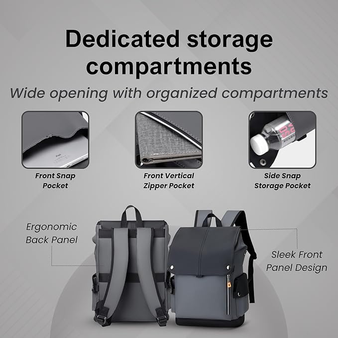 15.6-Inch Laptop Backpack with USB Charging Port, Office & Travel Bag