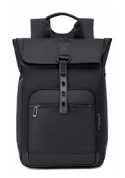 Lysoric Premium Black Roll Top Backpack for Men & Women | Stylish Flap Closure with Adjustable Strap Design | Multi-Zipper Pocket Casual Backpack | Modern Urban Bag for Office, College, Travel & Daily Use